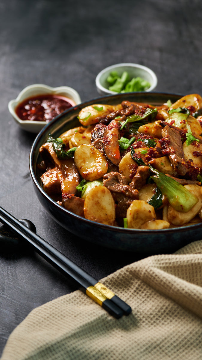 Stir Fry Beef Rice Cakes – Curious Elephant
