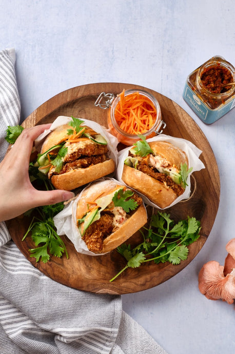 Vietnamese Bánh Mì Oyster Mushroom Burger