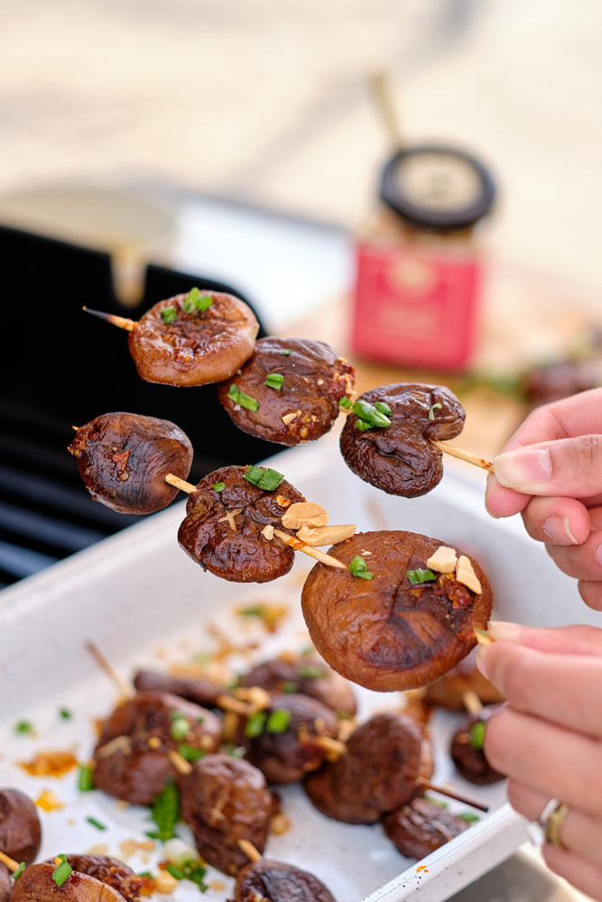 BBQ Shiitake Mushroom Skewers Curious Elephant