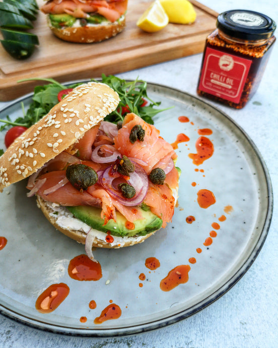 Smoked Salmon & Cream Cheese Chilli Bagel
